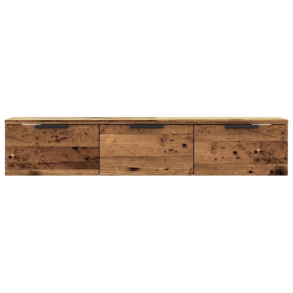 Wandkast 102x30x20 cm bewerkt hout oud houtkleurig