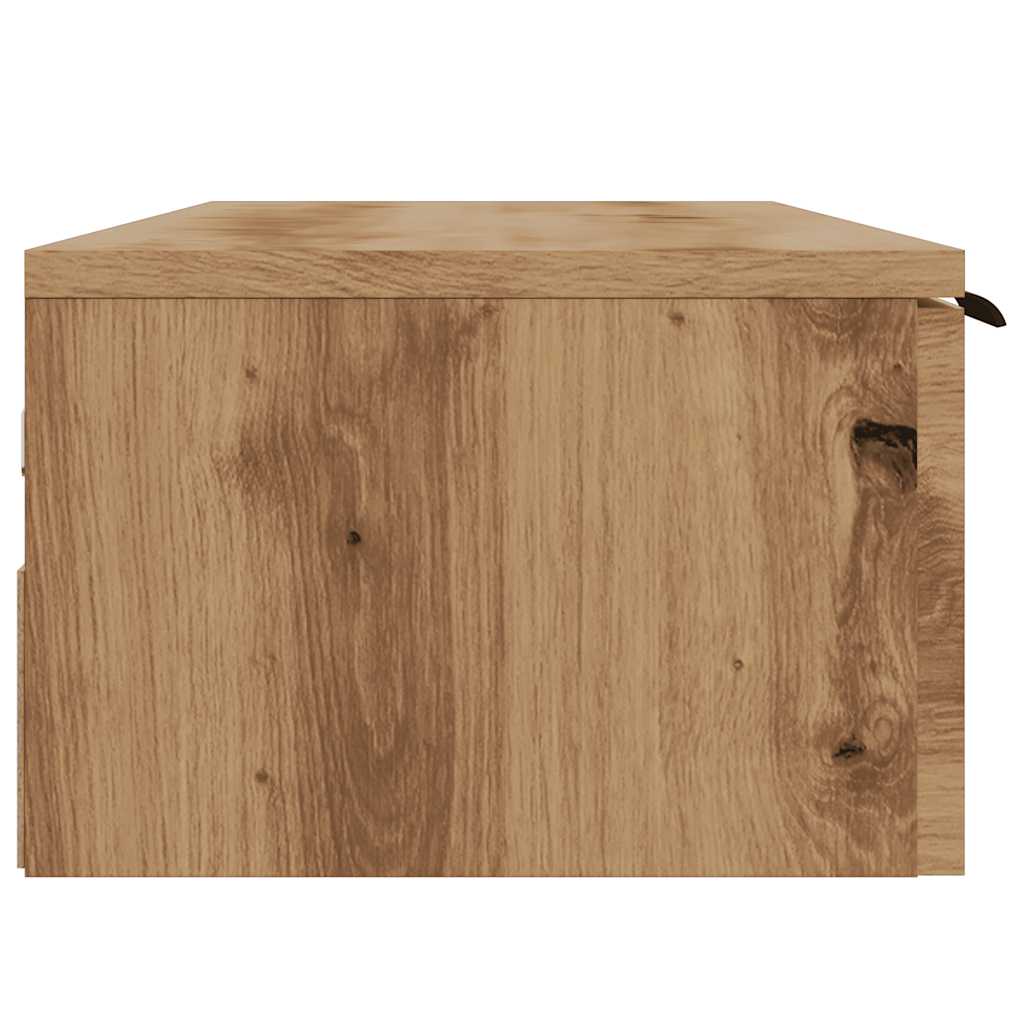 Wandkast 102x30x20 cm bewerkt hout artisanaal eikenkleur