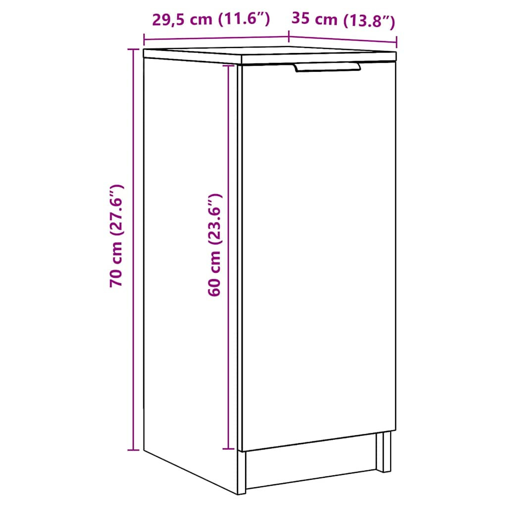 Schoenenkast 30x35x70 cm bewerkt hout oud houtkleurig