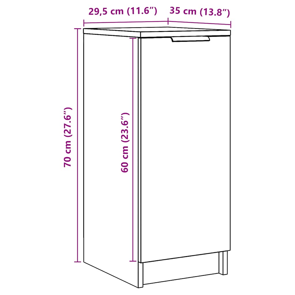 Schoenenkast 30x35x70 cm bewerkt hout artisanaal eikenkleur