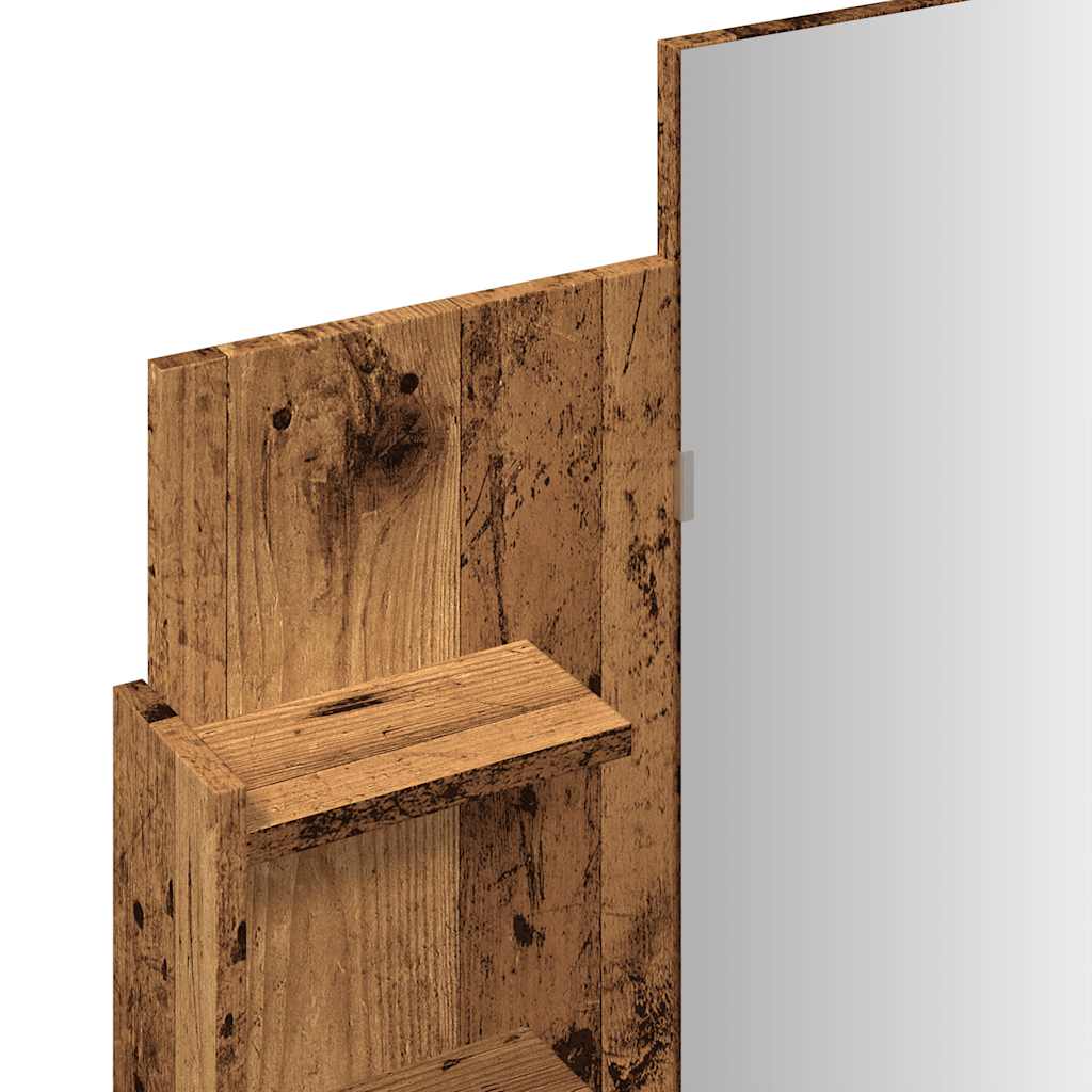 Kaptafel met spiegel 96x39x142 cm oud houtkleurig