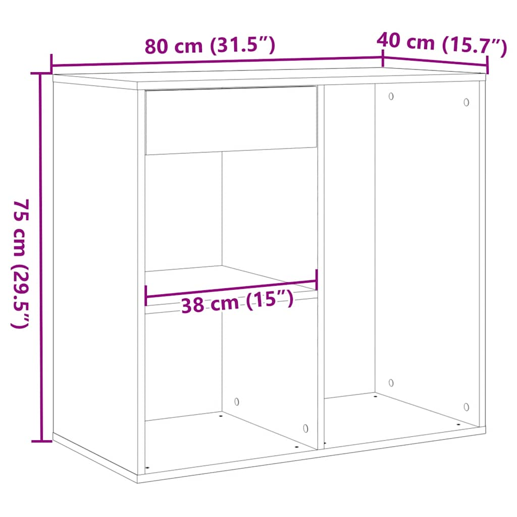 Cosmeticakast 80x40x75 cm bewerkt hout artisanaal eikenkleur