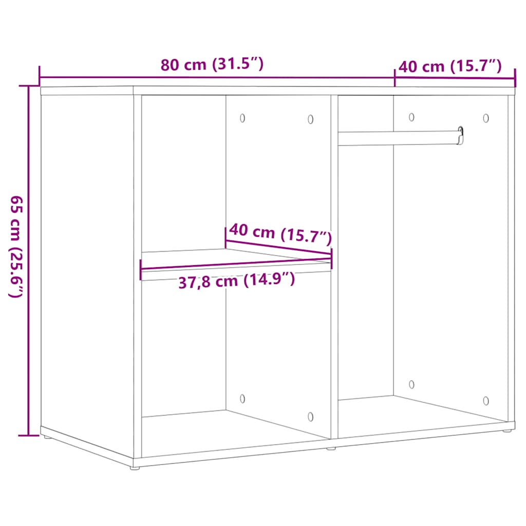 Kledingkast 80x40x65 cm bewerkt hout artisanaal eikenkleur