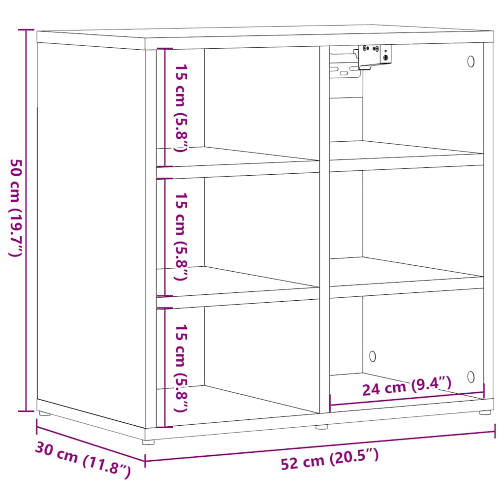 Schoenenkast 52x30x50 cm oud houtkleurig