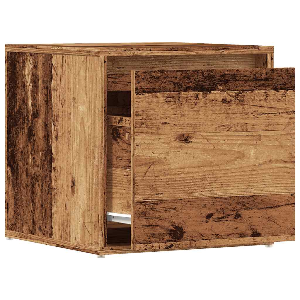 Opbergbox met lade 40,5x40x40 cm bewerkt hout oud houtkleurig