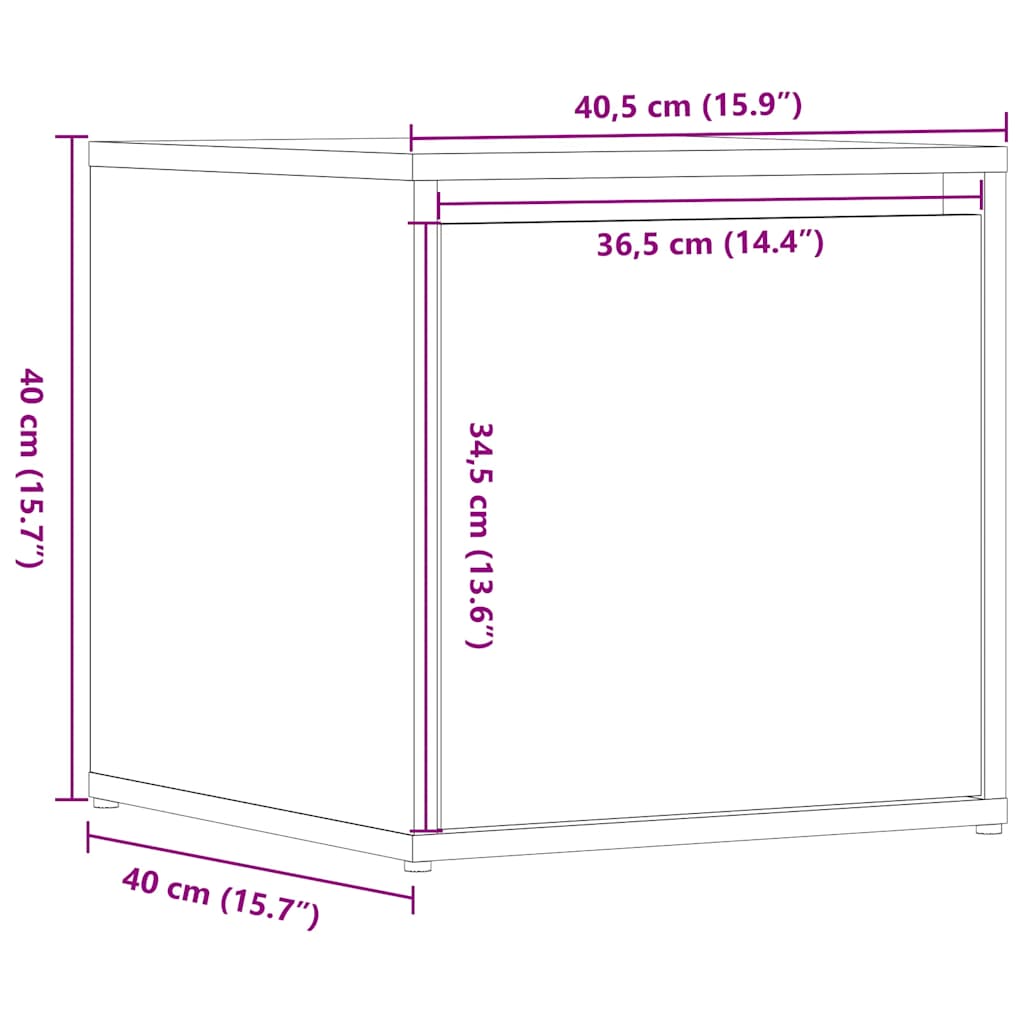 Opbergbox met lade 40,5x40x40 cm bewerkt hout oud houtkleurig