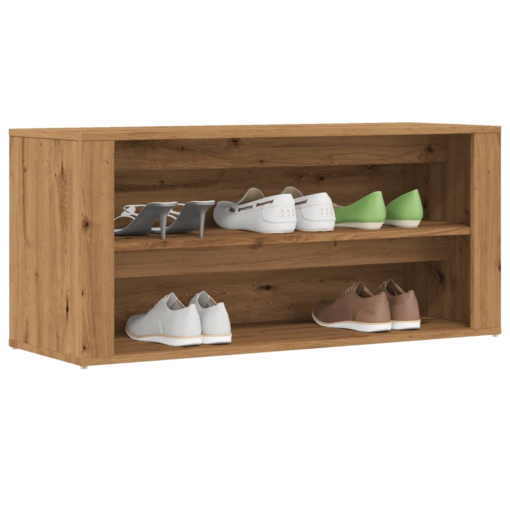 Schoenenbankje 100x35x45 cm bewerkt hout artisanaal eikenkleur Schoenenrekken | Creëer jouw Trendy Thuis | Gratis bezorgd & Retour | Trendy.nl