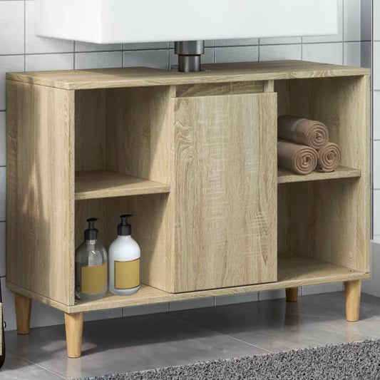 Badkamerkast 80x33x60 cm bewerkt hout sonoma eikenkleurig Badkamerkaptafels | Creëer jouw Trendy Thuis | Gratis bezorgd & Retour | Trendy.nl