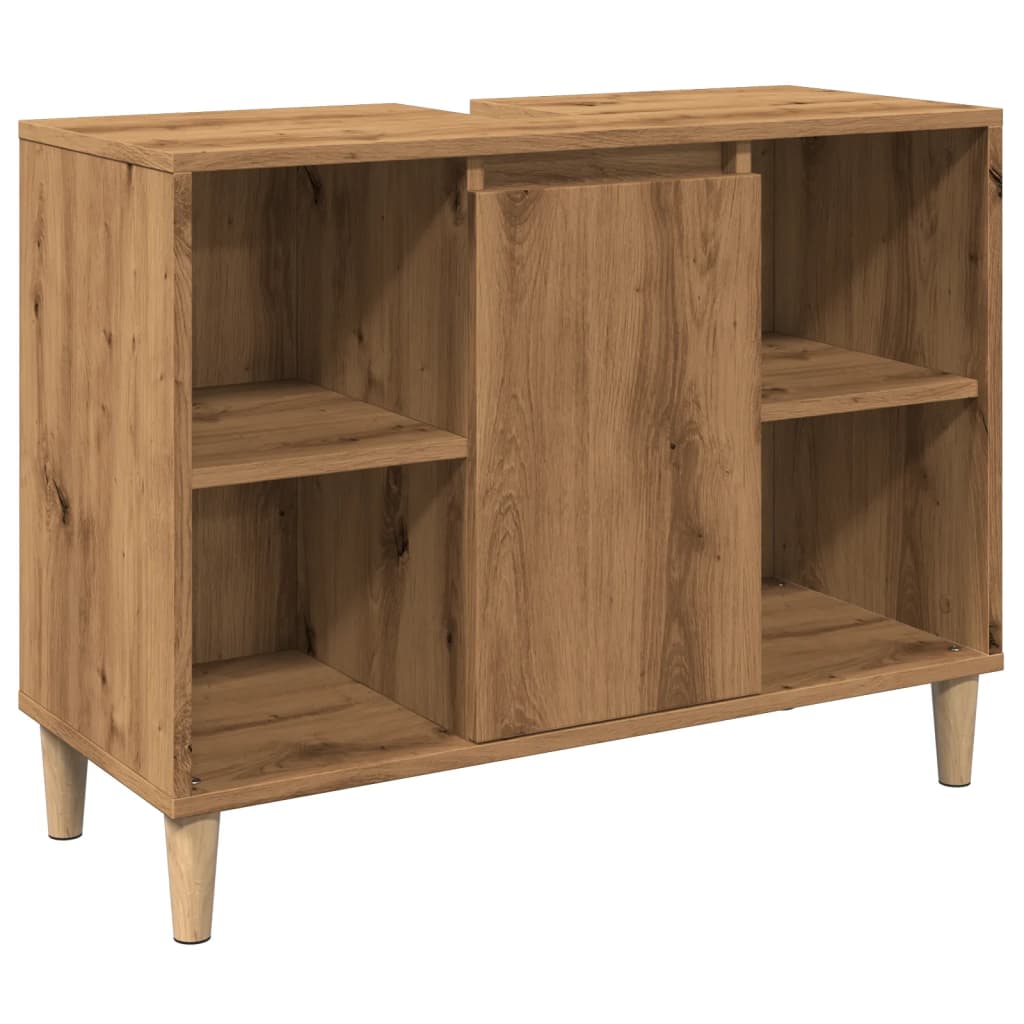 Badkamerkast 80x33x60 cm bewerkt hout artisanaal eikenkleur Badkamerkaptafels | Creëer jouw Trendy Thuis | Gratis bezorgd & Retour | Trendy.nl