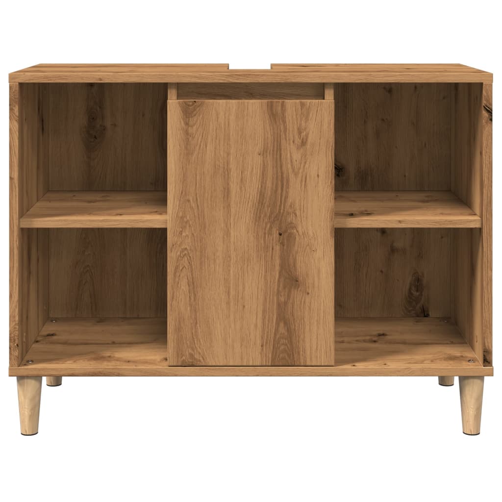 Badkamerkast 80x33x60 cm bewerkt hout artisanaal eikenkleur Badkamerkaptafels | Creëer jouw Trendy Thuis | Gratis bezorgd & Retour | Trendy.nl