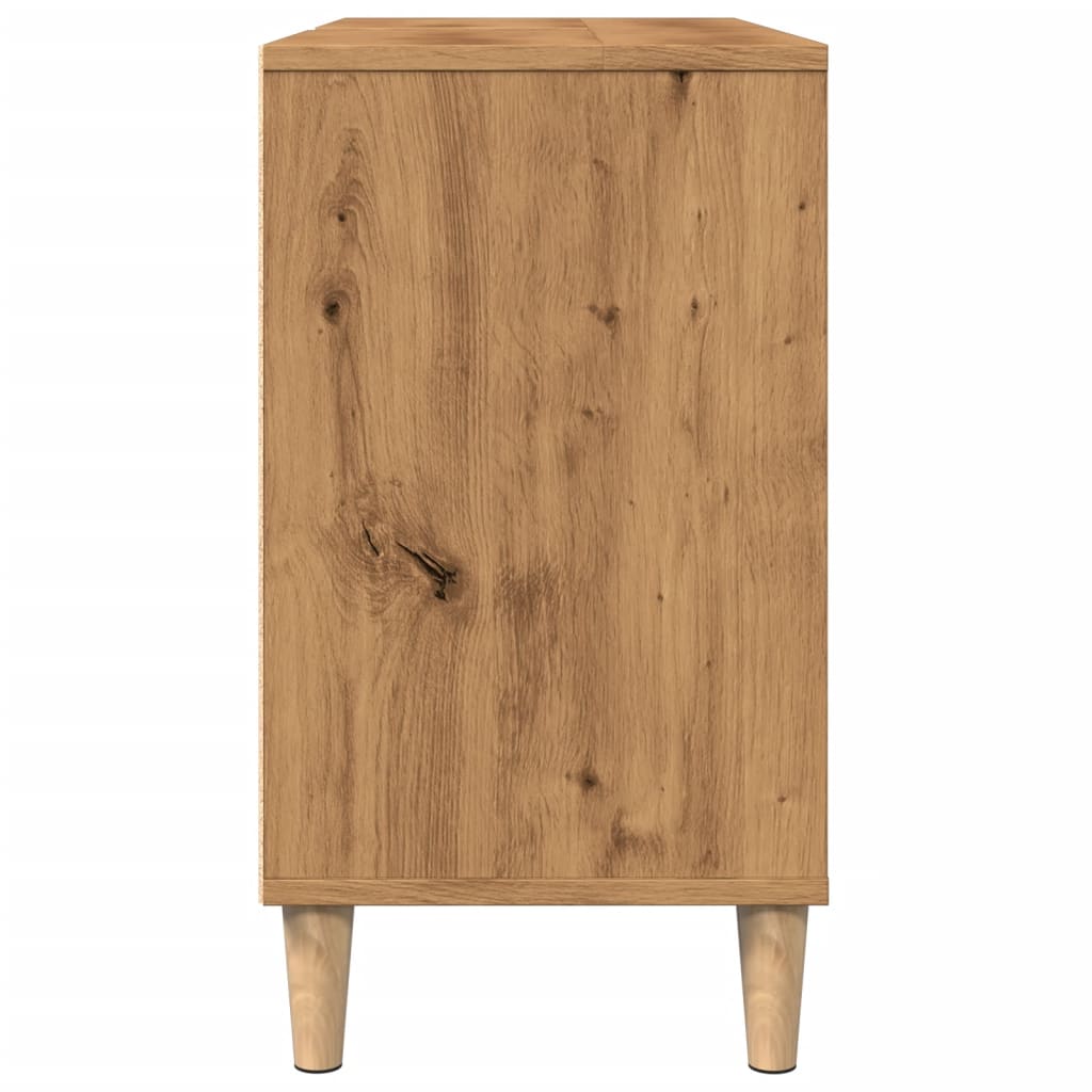 Badkamerkast 80x33x60 cm bewerkt hout artisanaal eikenkleur Badkamerkaptafels | Creëer jouw Trendy Thuis | Gratis bezorgd & Retour | Trendy.nl