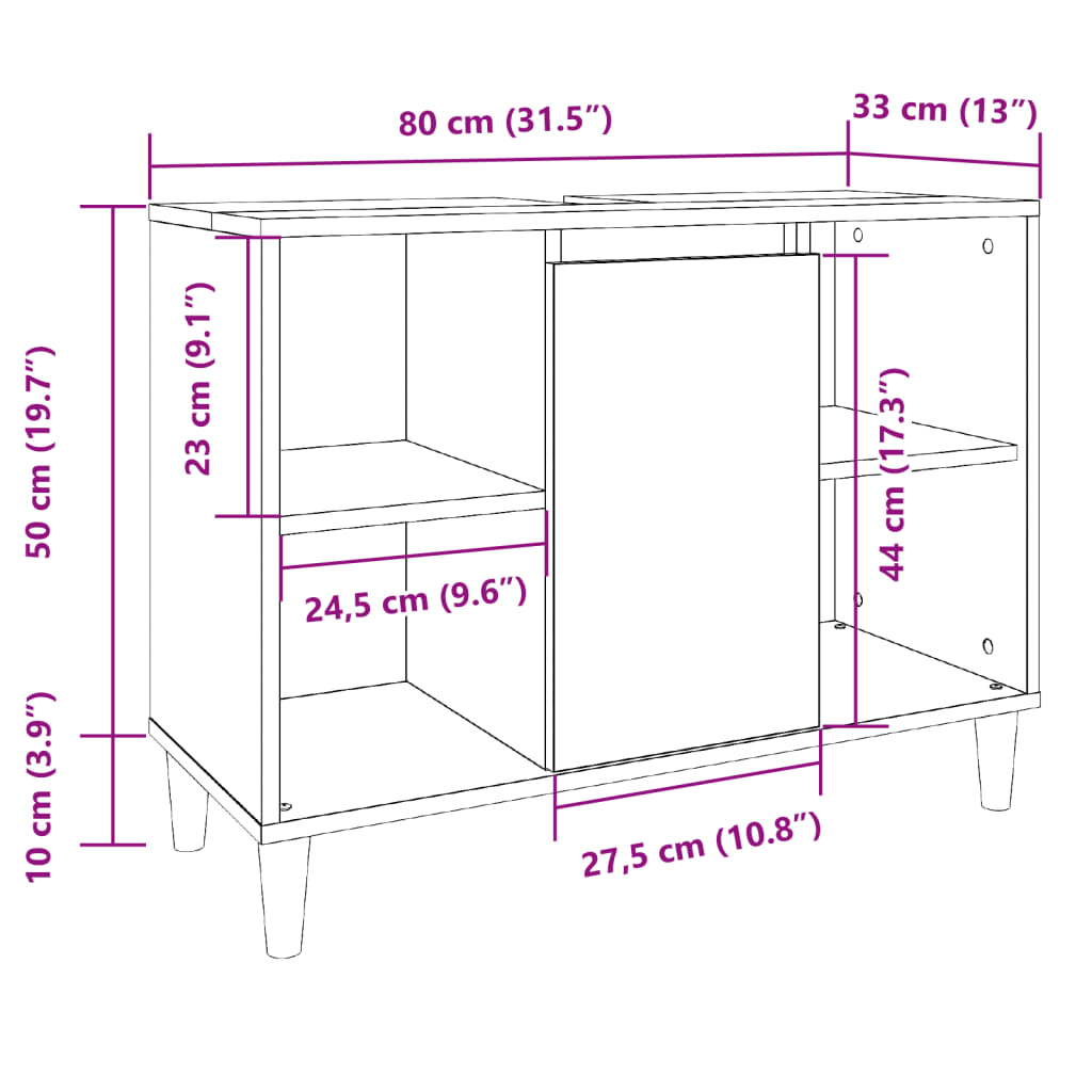 Badkamerkast 80x33x60 cm bewerkt hout artisanaal eikenkleur Badkamerkaptafels | Creëer jouw Trendy Thuis | Gratis bezorgd & Retour | Trendy.nl