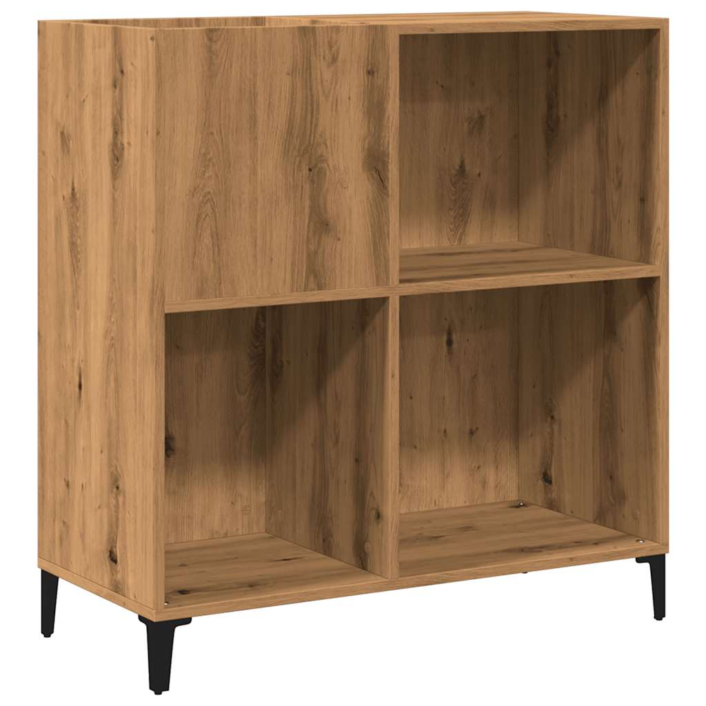 Platenkast 84,5x38x89 cm bewerkt hout artisanaal eikenkleur