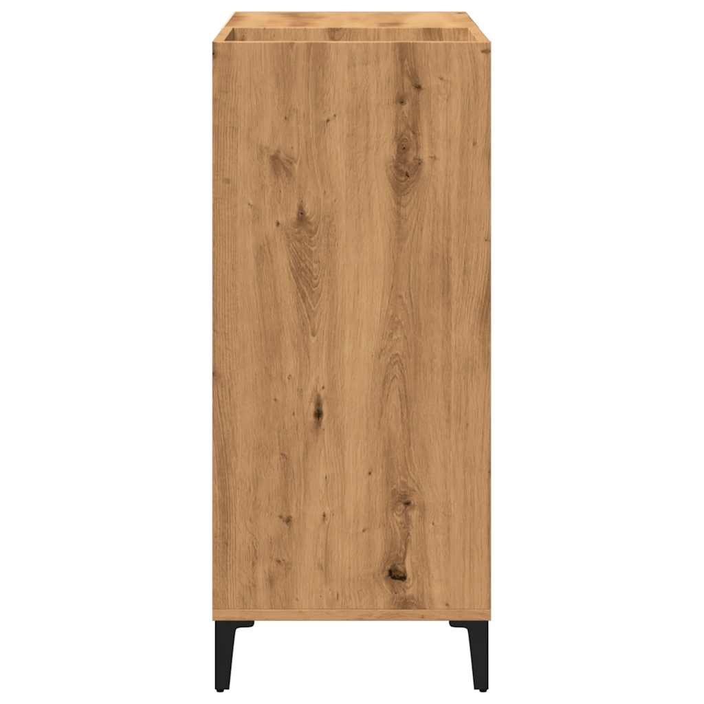 Platenkast 84,5x38x89 cm bewerkt hout artisanaal eikenkleur