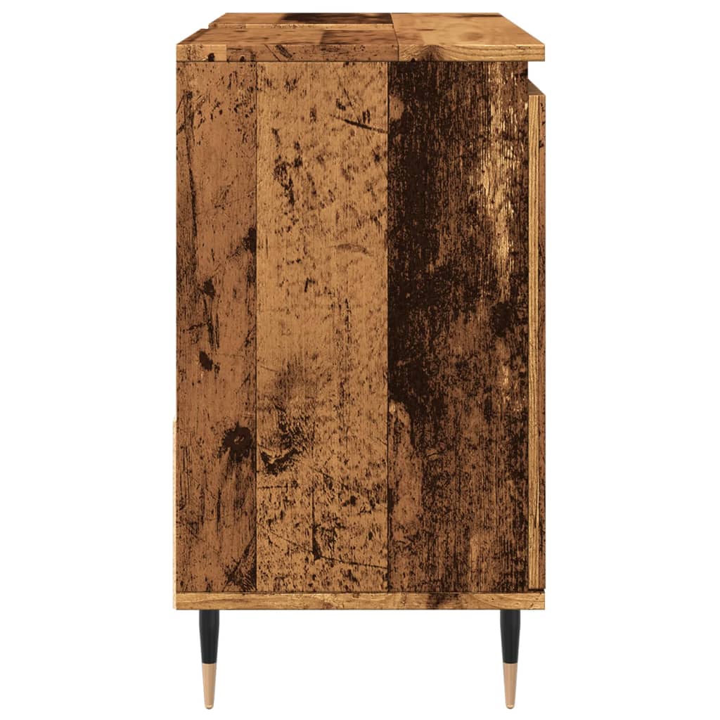 Badkamerkast 65x33x60 cm bewerkt hout oud houtkleurig