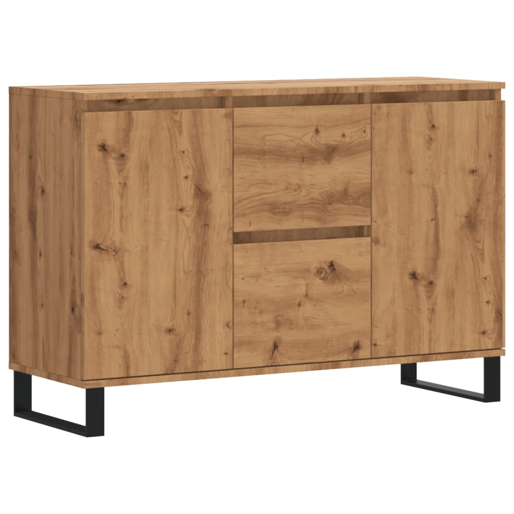 Dressoir 104x35x70 cm bewerkt hout artisanaal eikenkleurig