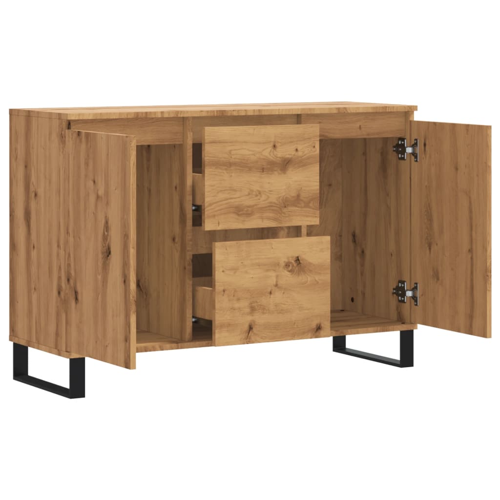 Dressoir 104x35x70 cm bewerkt hout artisanaal eikenkleurig