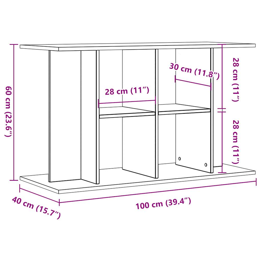 Aquariumstandaard 100x40x60 cm bewerkt hout artisanaal eiken