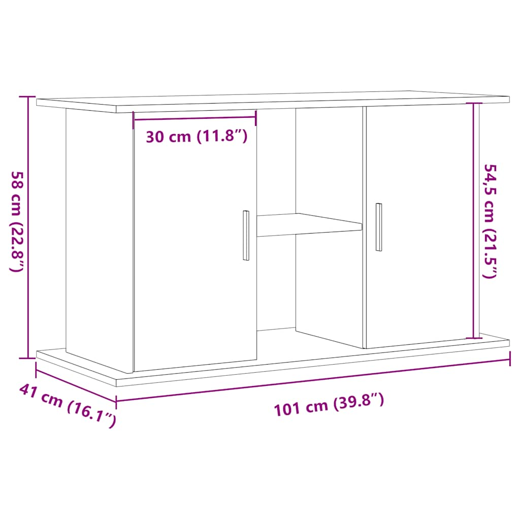 Aquariumstandaard 101x41x58 cm bewerkt hout artisanaal eiken