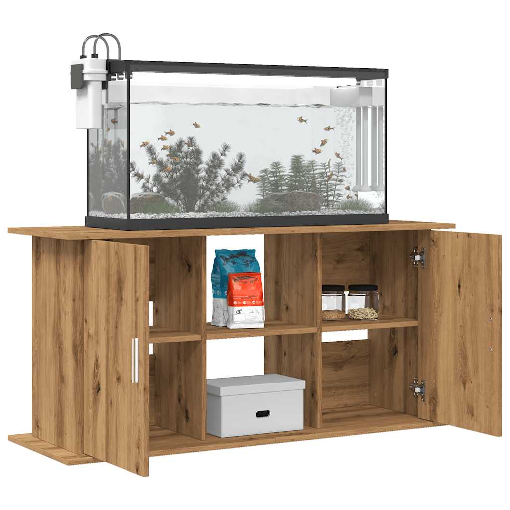 Aquariumstandaard 121x41x58 cm bewerkt hout artisanaal eiken