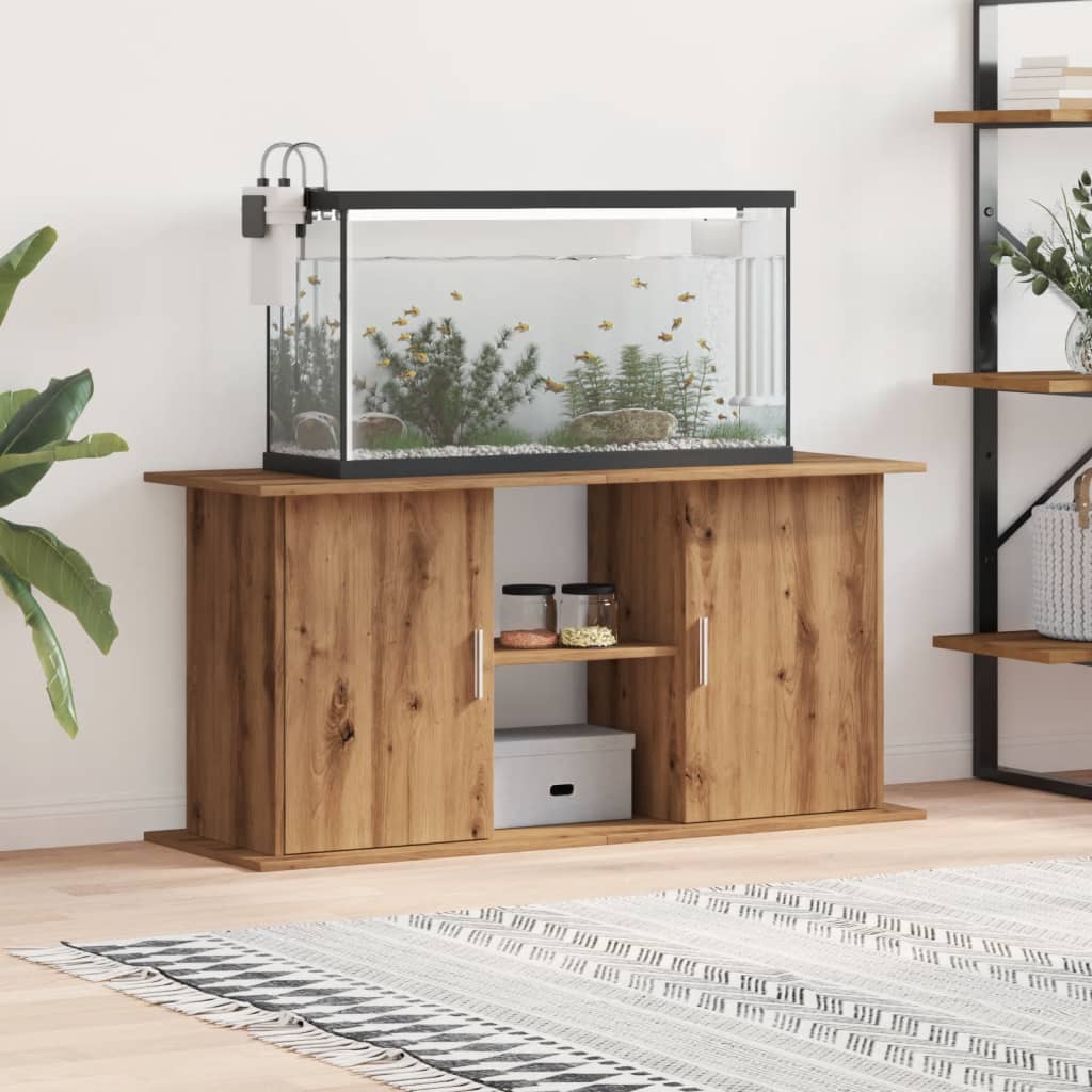 Aquariumstandaard 121x41x58 cm bewerkt hout artisanaal eiken