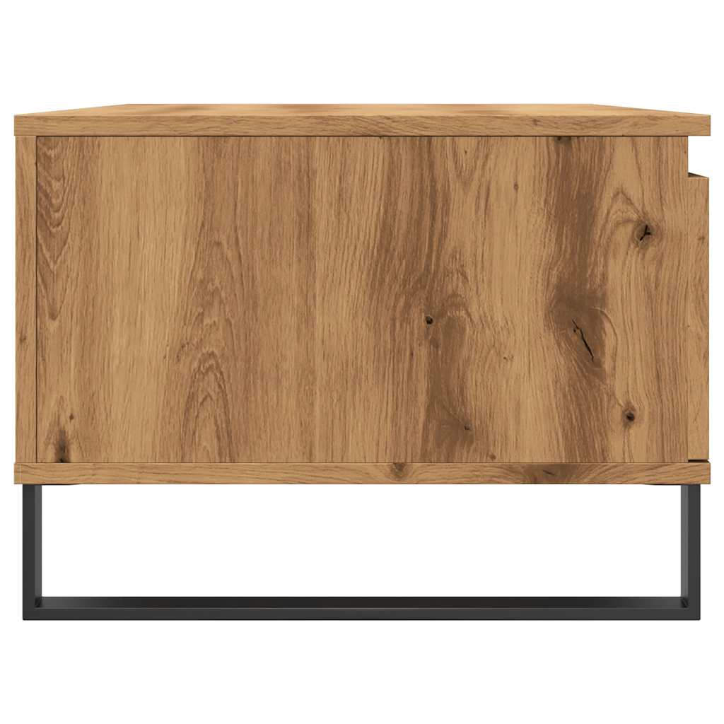 Salontafel 90x50x36,5 cm bewerkt hout artisanaal eikenkleurig