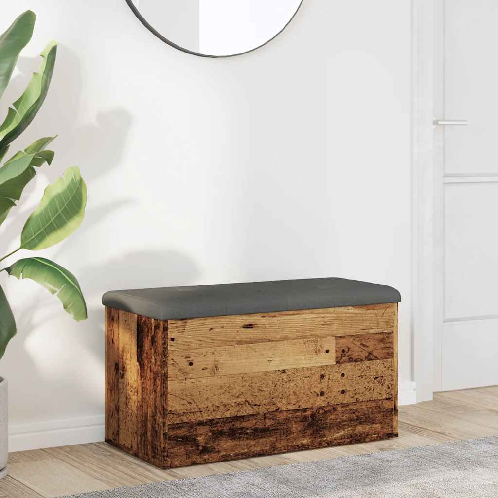 Opbergbankje 82x42x45 cm bewerkt hout oud houtkleurig