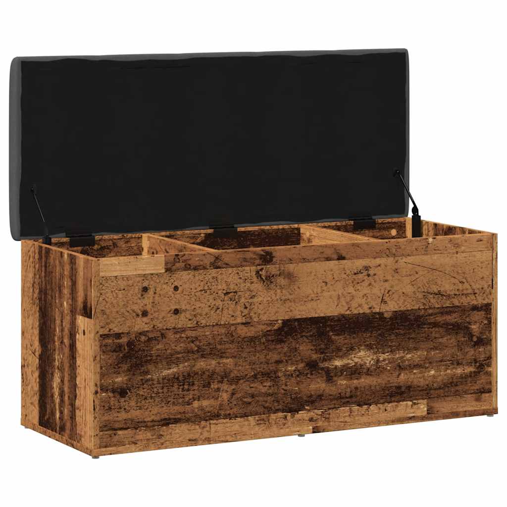 Opbergbankje 102x42x45 cm bewerkt hout oud houtkleurig