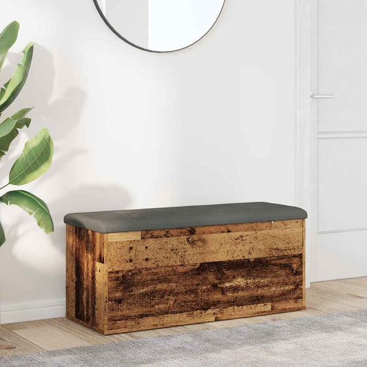 Opbergbankje 102x42x45 cm bewerkt hout oud houtkleurig