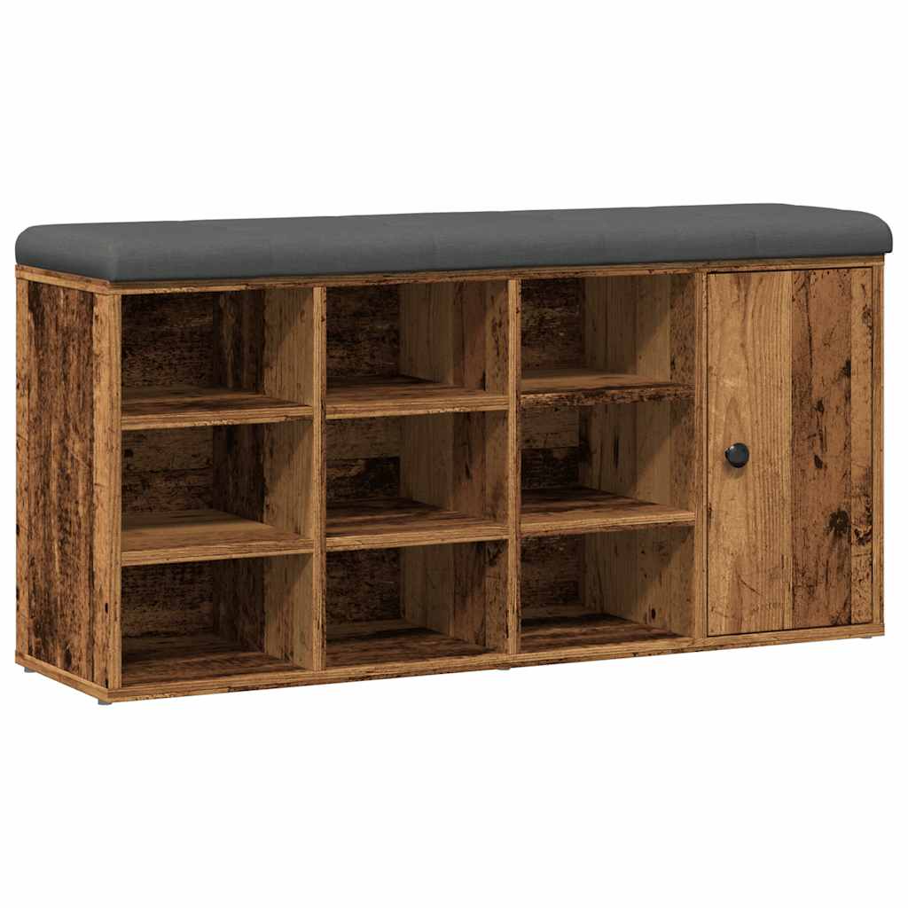 Schoenenbank 102x32x50 cm bewerkt hout oud houtkleurig