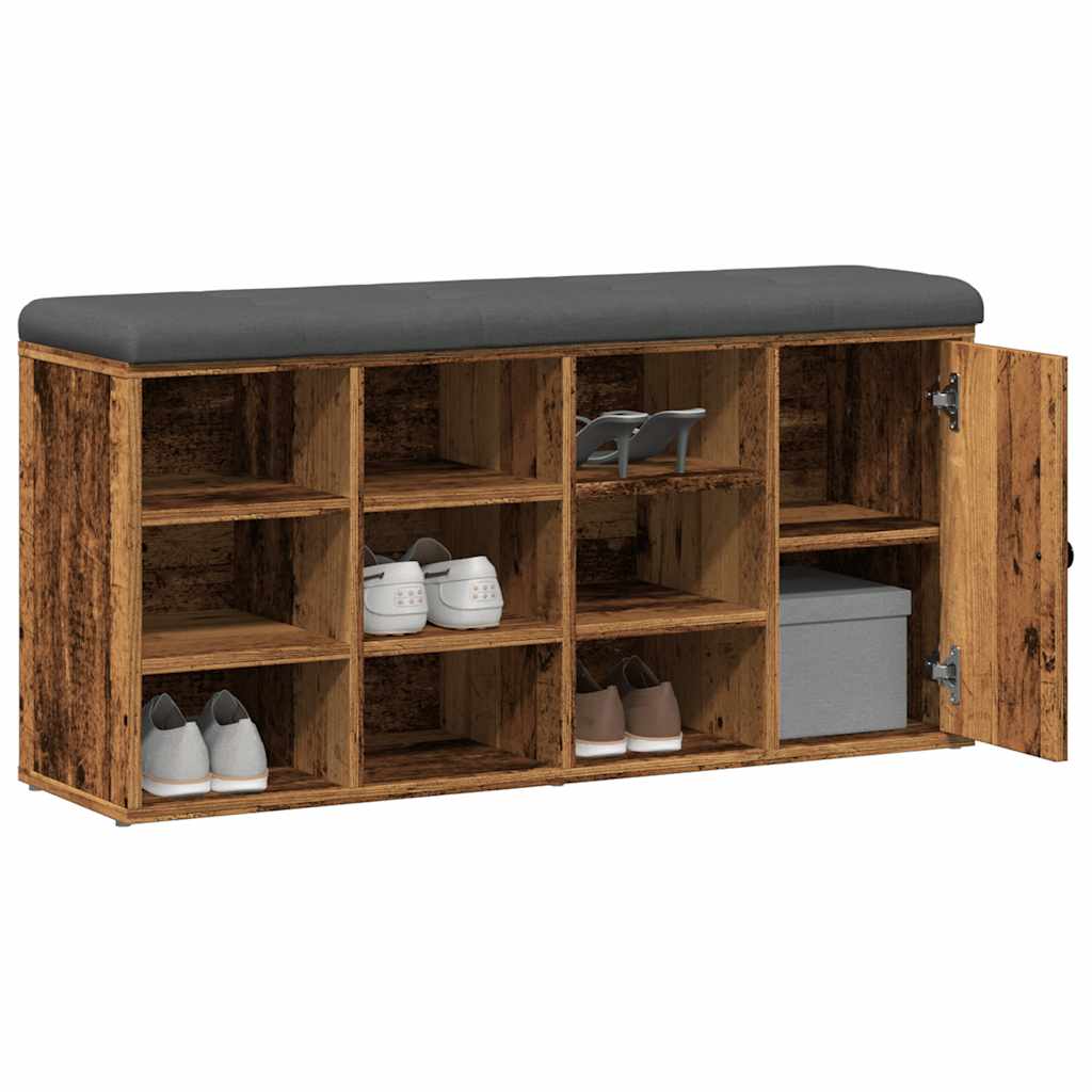 Schoenenbank 102x32x50 cm bewerkt hout oud houtkleurig