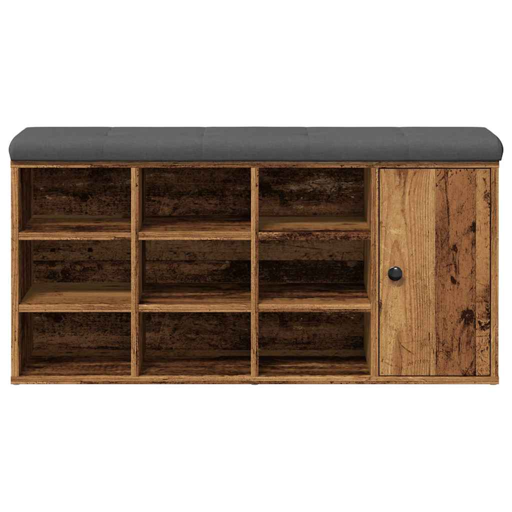 Schoenenbank 102x32x50 cm bewerkt hout oud houtkleurig