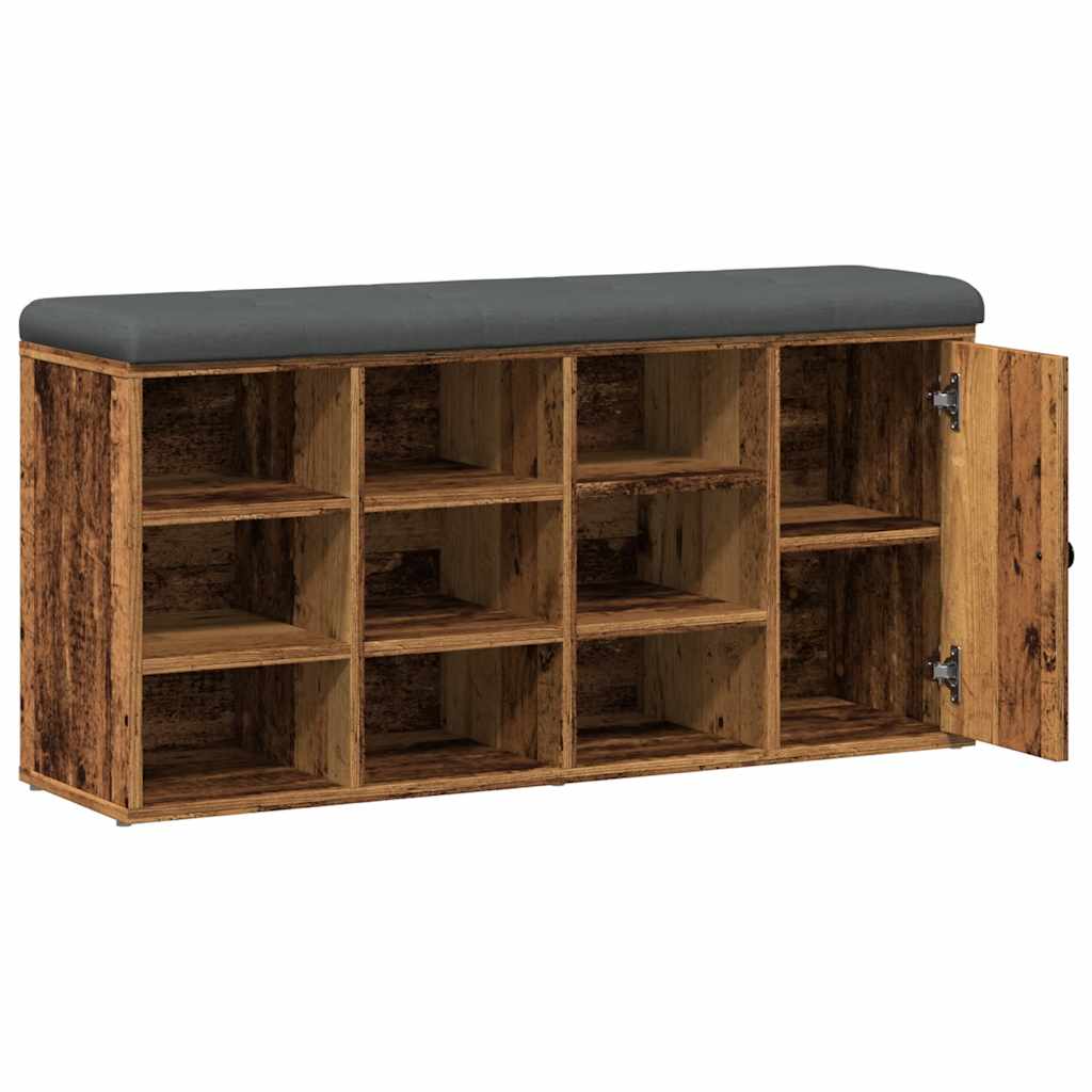 Schoenenbank 102x32x50 cm bewerkt hout oud houtkleurig