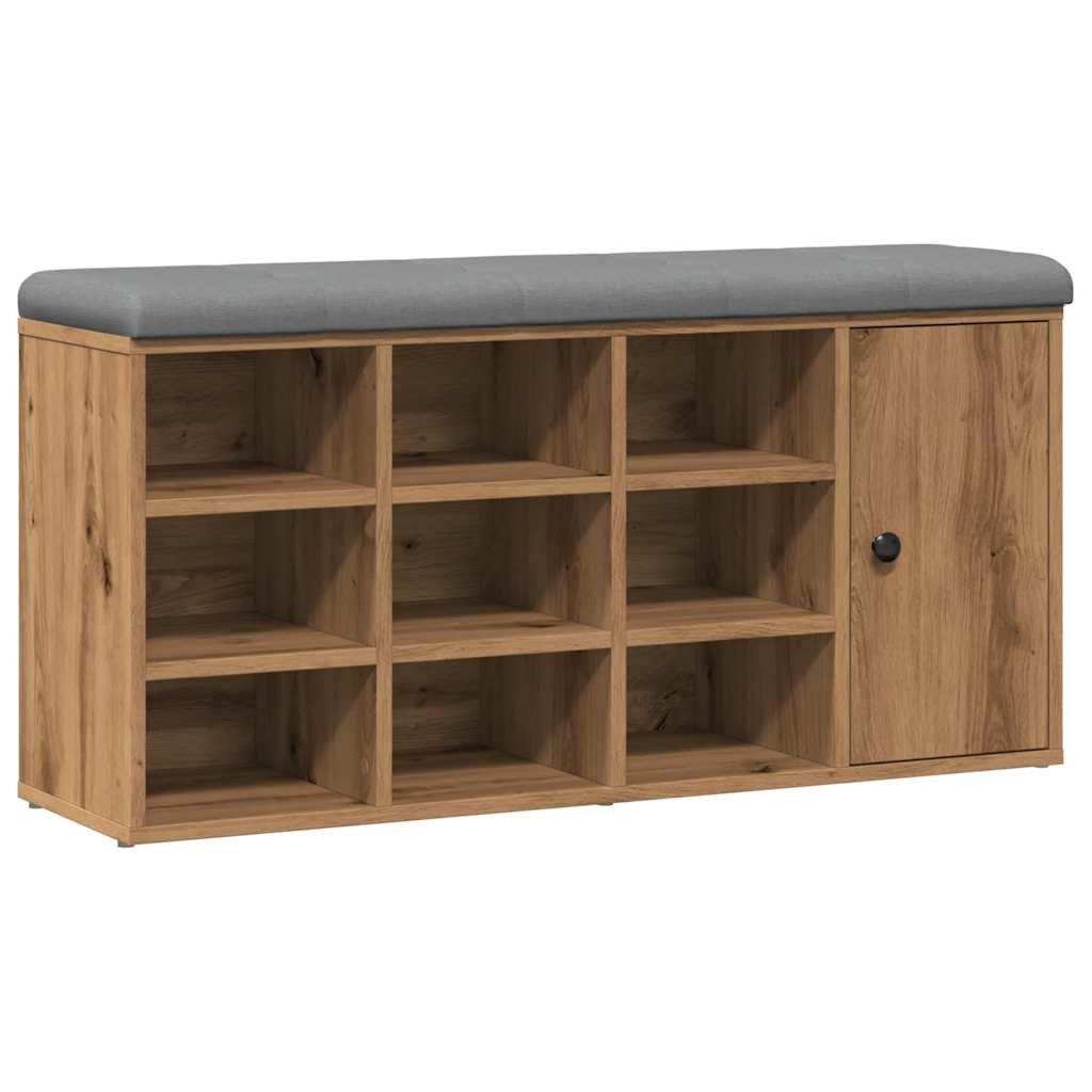 Schoenenbank 102x32x50 cm bewerkt hout artisanaal eikenkleur