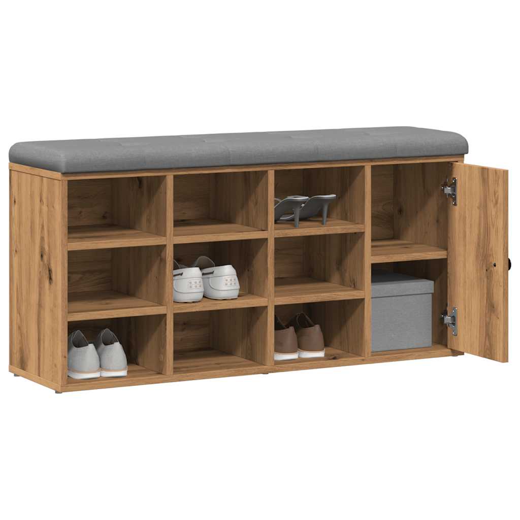 Schoenenbank 102x32x50 cm bewerkt hout artisanaal eikenkleur