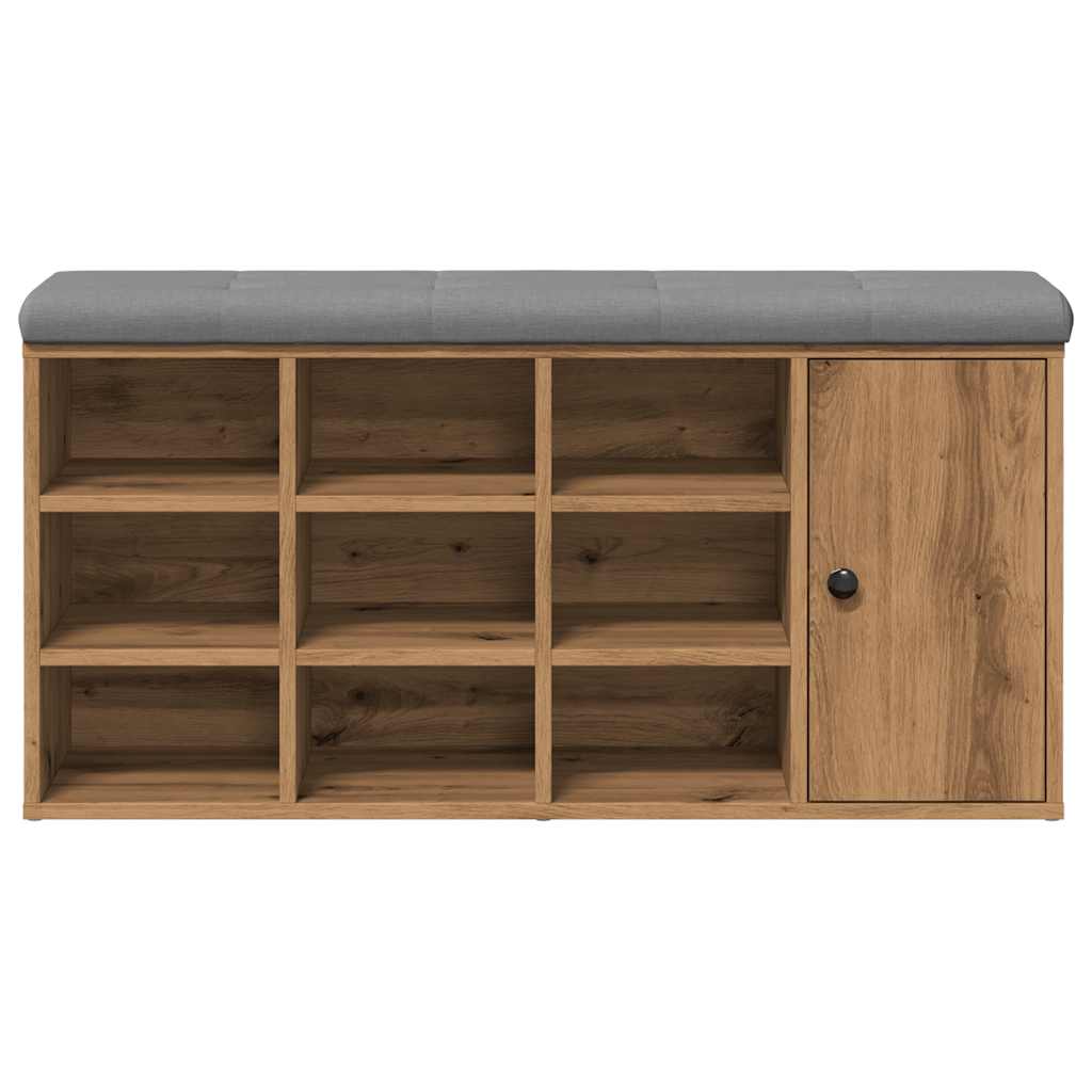 Schoenenbank 102x32x50 cm bewerkt hout artisanaal eikenkleur