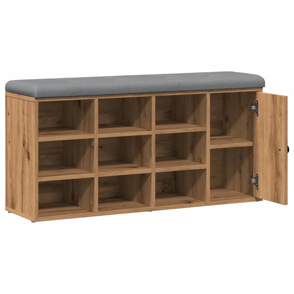 Schoenenbank 102x32x50 cm bewerkt hout artisanaal eikenkleur