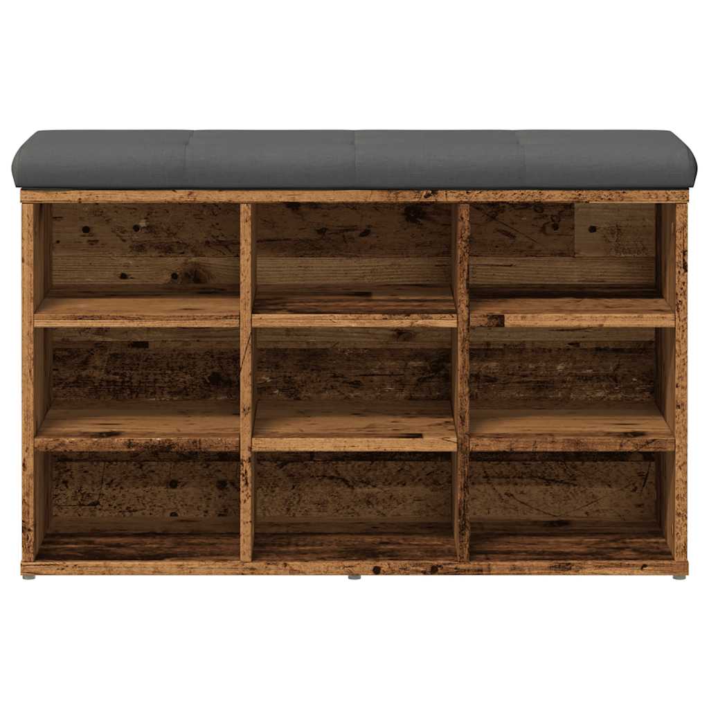 Schoenenbank 82x32x50 cm bewerkt hout oud houtkleurig