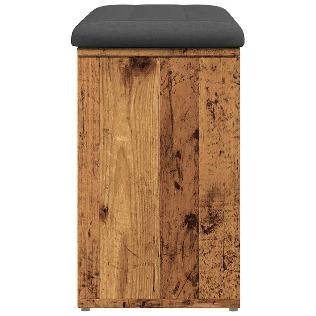 Schoenenbank 82x32x50 cm bewerkt hout oud houtkleurig