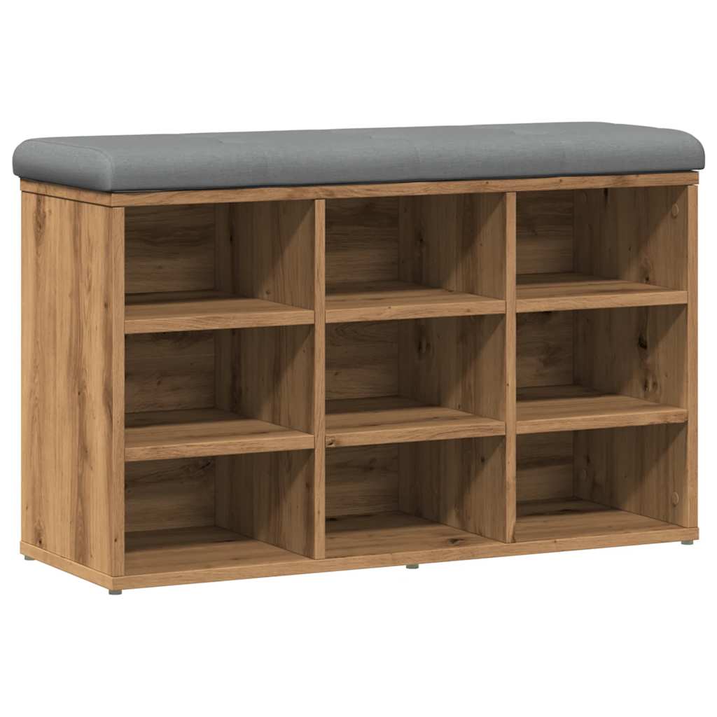 Schoenenbank 82x32x50 cm bewerkt hout artisanaal eikenkleur