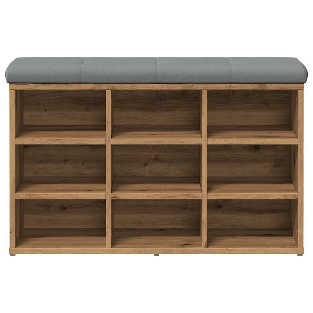 Schoenenbank 82x32x50 cm bewerkt hout artisanaal eikenkleur