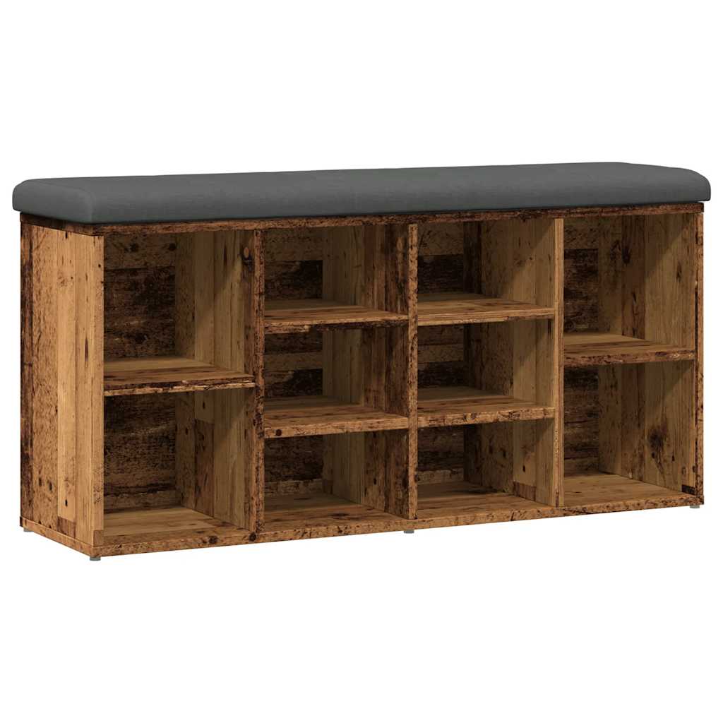 Schoenenbank 102x32x50 cm bewerkt hout oud houtkleurig