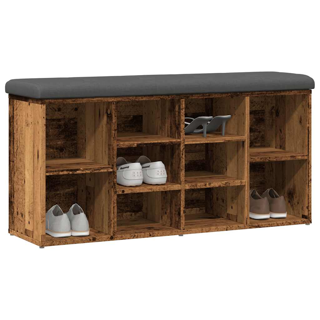 Schoenenbank 102x32x50 cm bewerkt hout oud houtkleurig