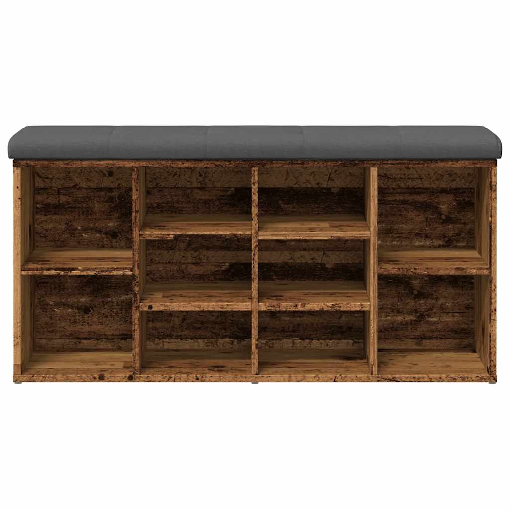 Schoenenbank 102x32x50 cm bewerkt hout oud houtkleurig