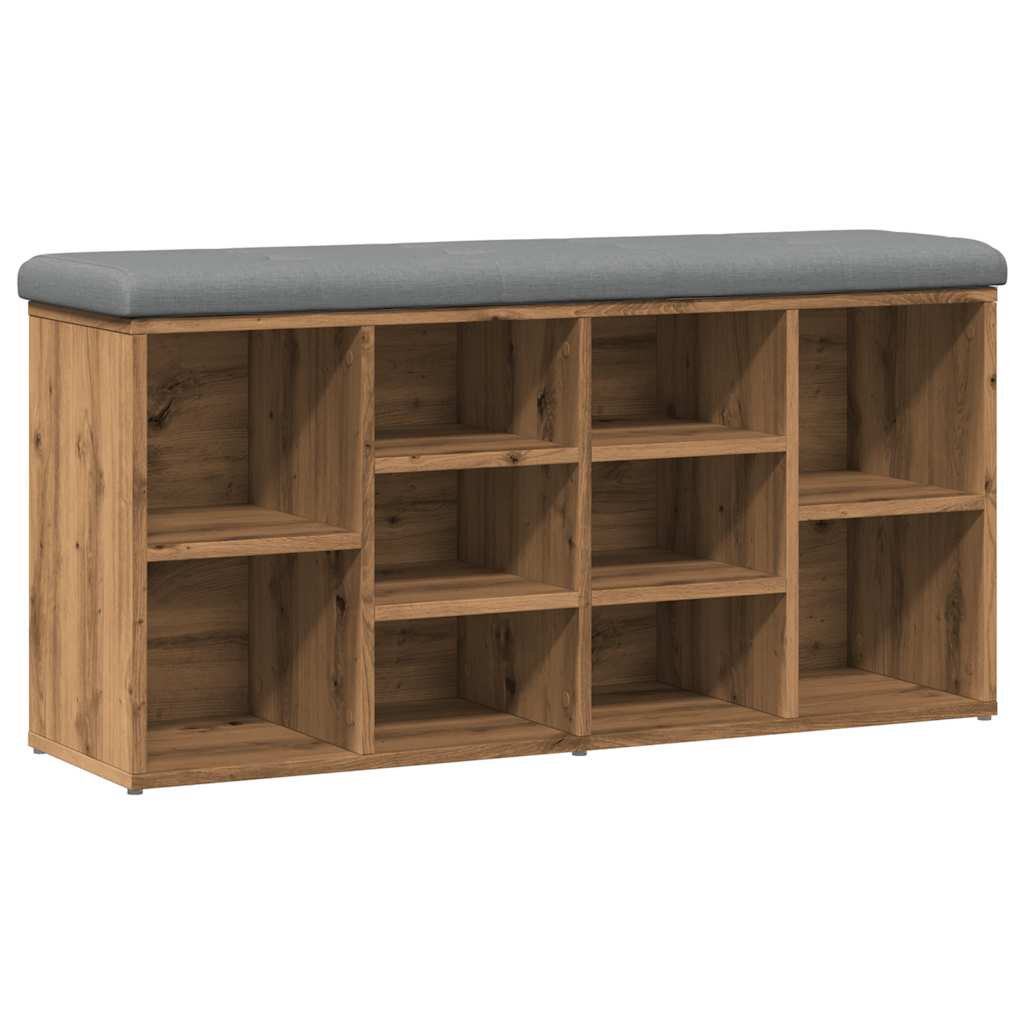 Schoenenbank 102x32x50 cm bewerkt hout artisanaal eikenkleur