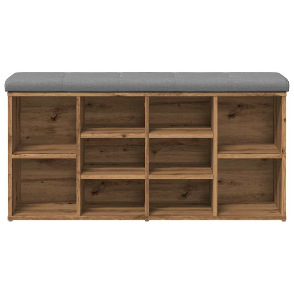 Schoenenbank 102x32x50 cm bewerkt hout artisanaal eikenkleur