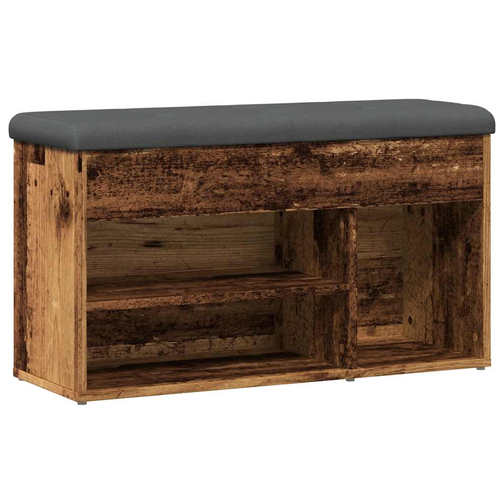 Schoenenbank 82x32x45,5 cm bewerkt hout oud houtkleurig