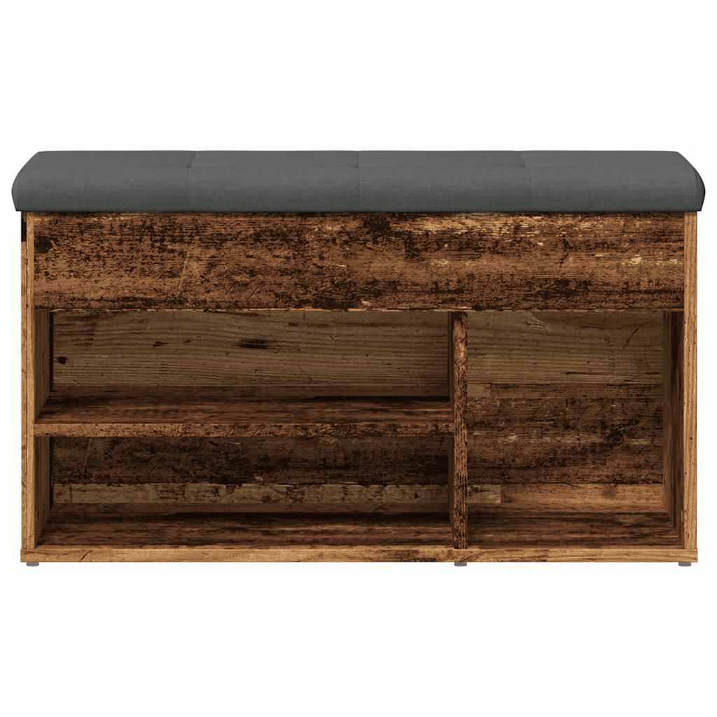 Schoenenbank 82x32x45,5 cm bewerkt hout oud houtkleurig