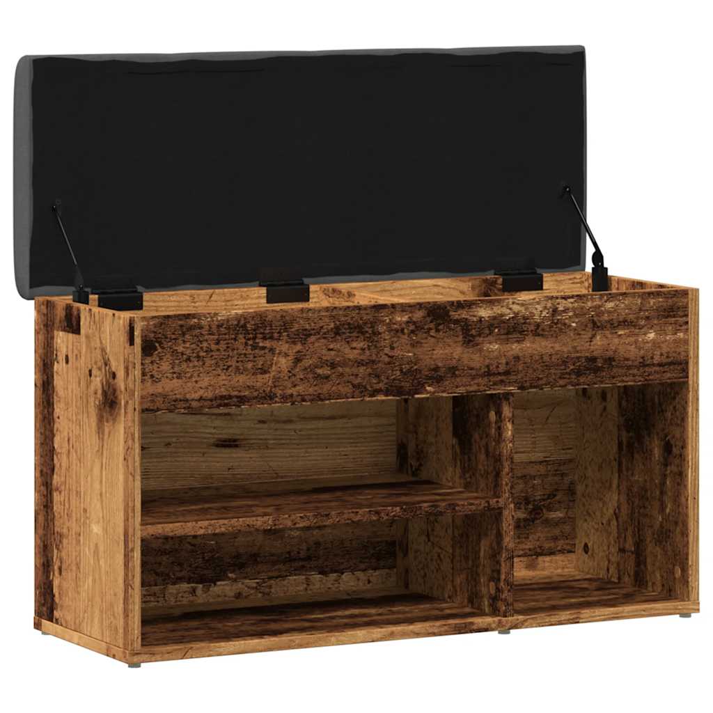 Schoenenbank 82x32x45,5 cm bewerkt hout oud houtkleurig