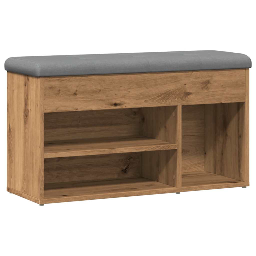 Schoenenbank 82x32x45,5 cm bewerkt hout artisanaal eikenkleur